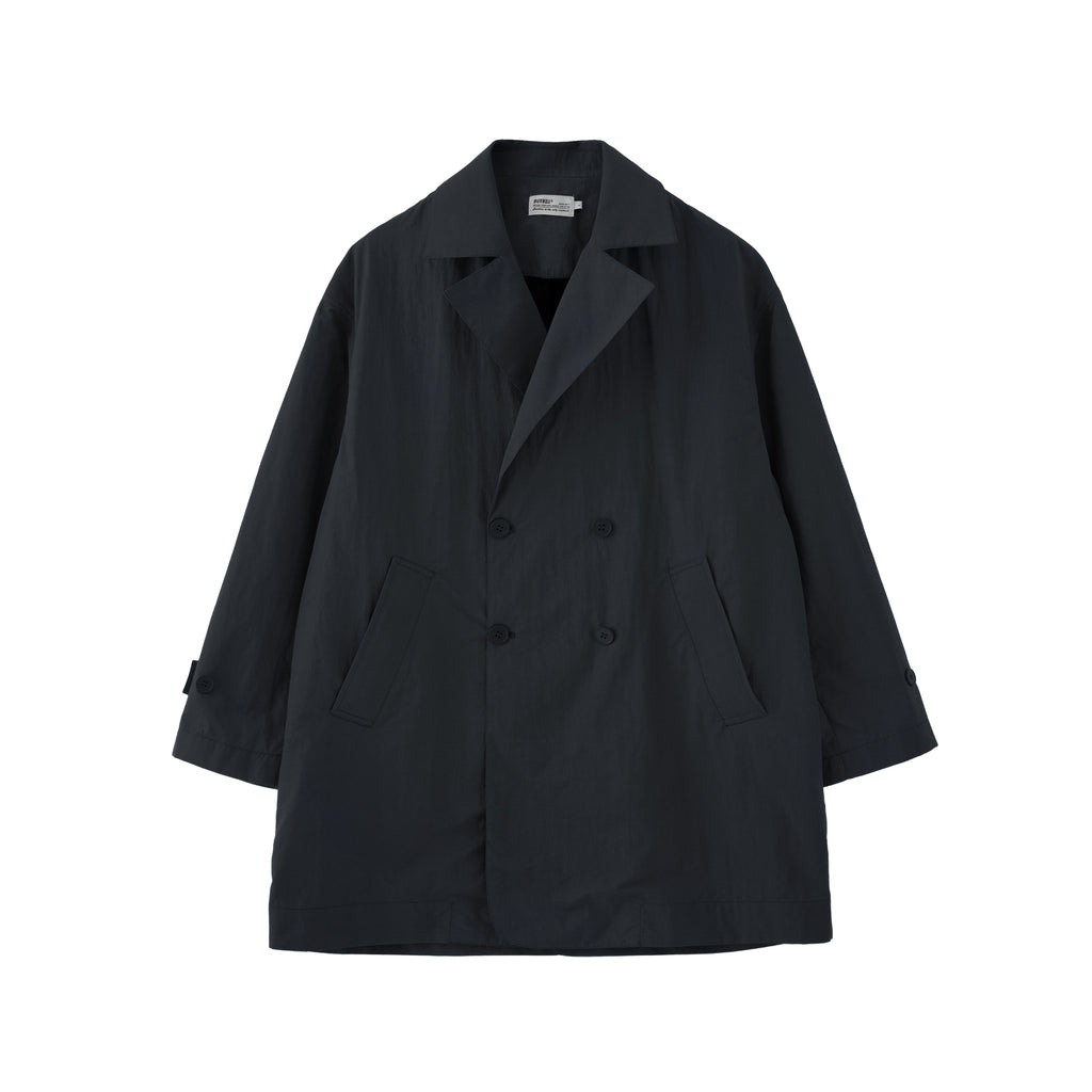 BUTTBILL SS26 Unisex Cotton-Nylon Double-Breasted Mid-Length Trench Coat with Mesh Lining