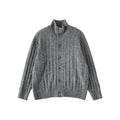 BUTTBILL Unisex Relaxed Stand Collar Cable-Knit Cardigan072