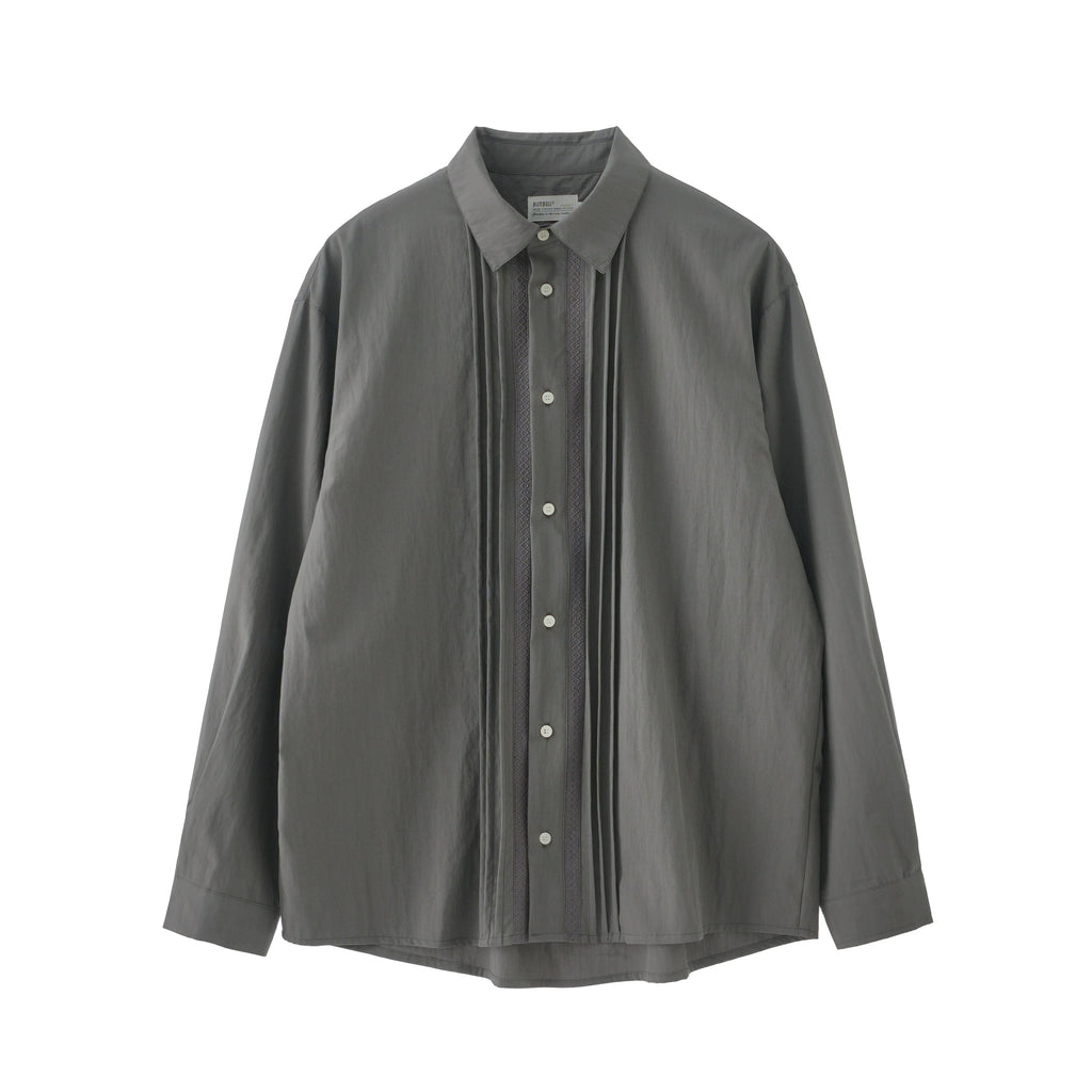 BUTTBILL SS26 Unisex Lyocell-Cotton-Nylon Pleated Shirt with Lace Trim045