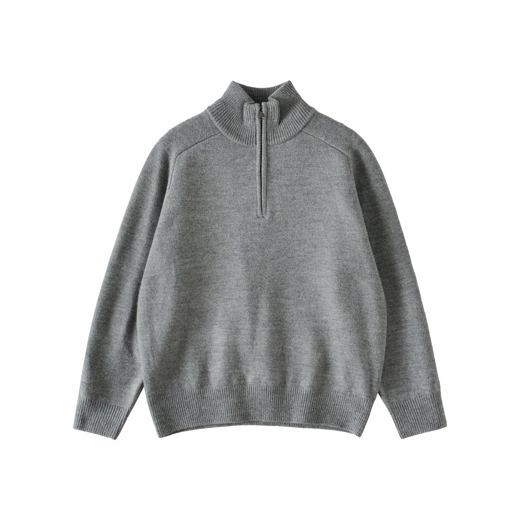 BUTTBILL Relaxed 9% Lambswool Half-Zip High-Neck Knit Sweater083