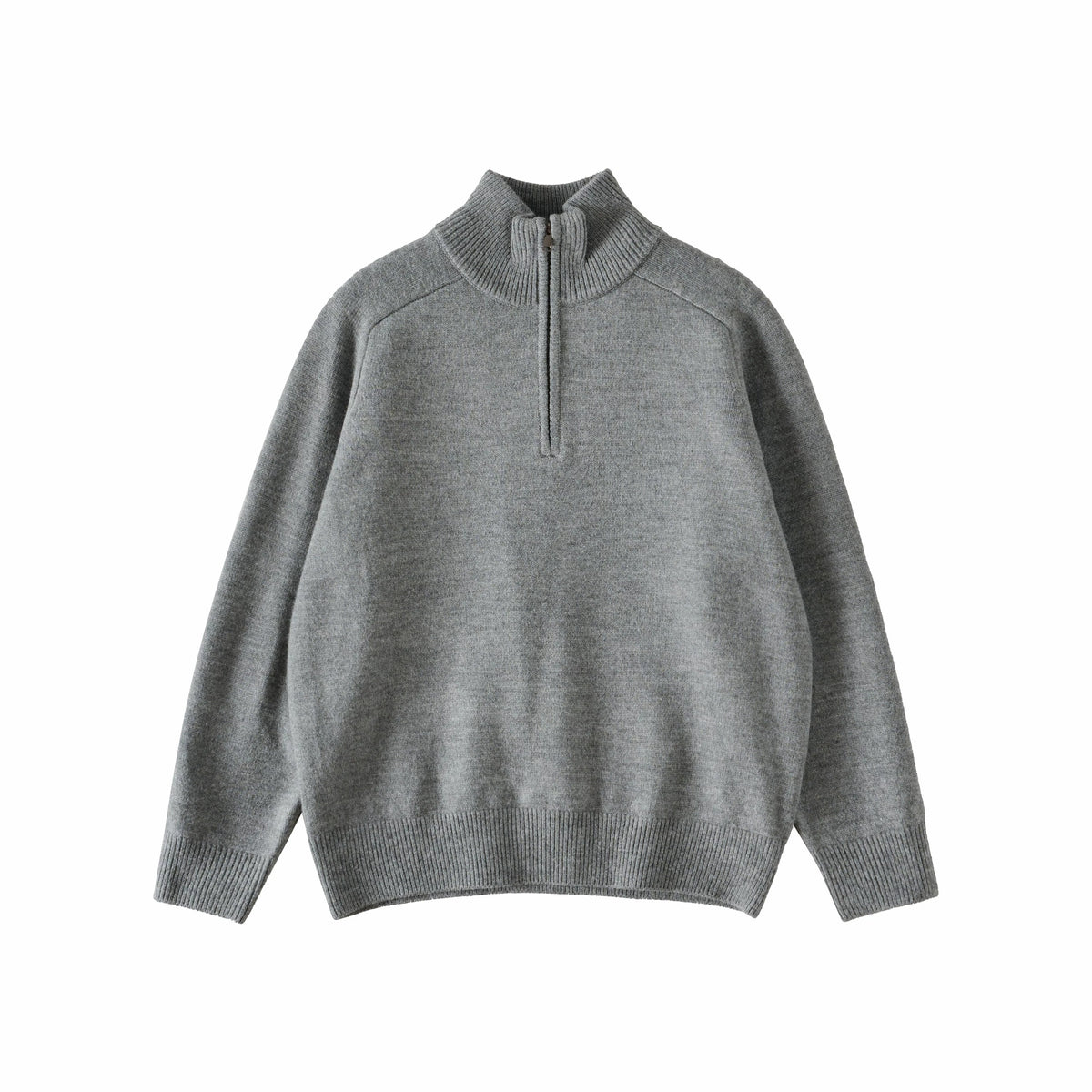 BUTTBILL Relaxed 9% Lambswool Half-Zip High-Neck Knit Sweater083