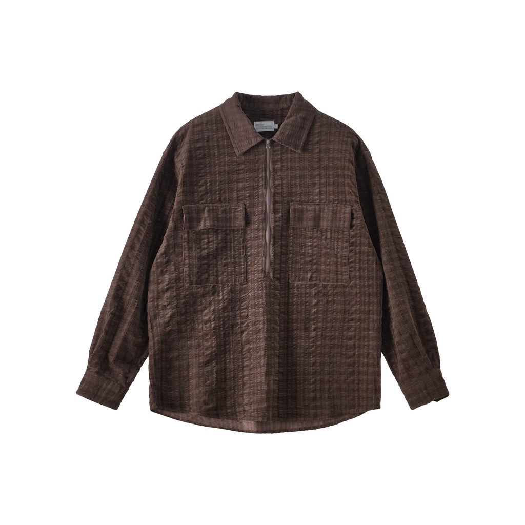 BUTTBILL FW25 Unisex Plaid Cotton Corduroy Half-Zip Overshirt071