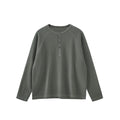 BUTTBILL SS26 Unisex Washed Hemp Waffle Knit Long-Sleeve Henley049