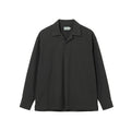 BUTTBILL Urban Minimalist Lyocell-Blend Pleated Camp Collar Snap-Front Shirt028