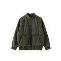 BUTTBILL Unisex Relaxed Reversible Washed Stand-Collar Utility Jacket101
