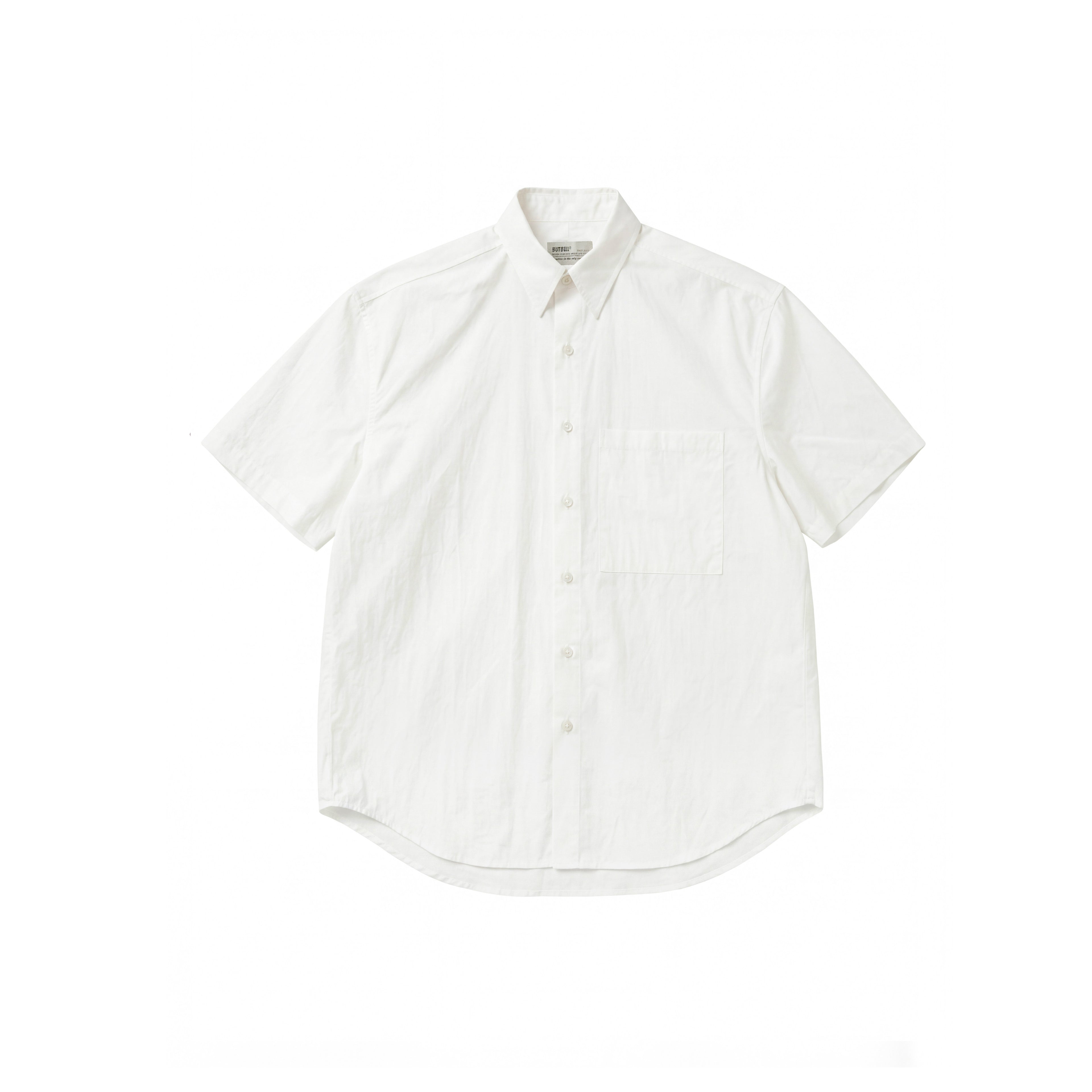 BUTTBILL Classic Minimalist Soft-Textured Long-Staple Cotton Pleated Back Shirt