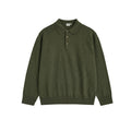 BUTTBILL Minimalist Wool-Blend Long-Sleeve Knit Polo with Shell Buttons020