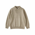 BUTTBILL Unisex 33% Lambswool Drop-Shoulder Half-Zip High-Neck Sweater075