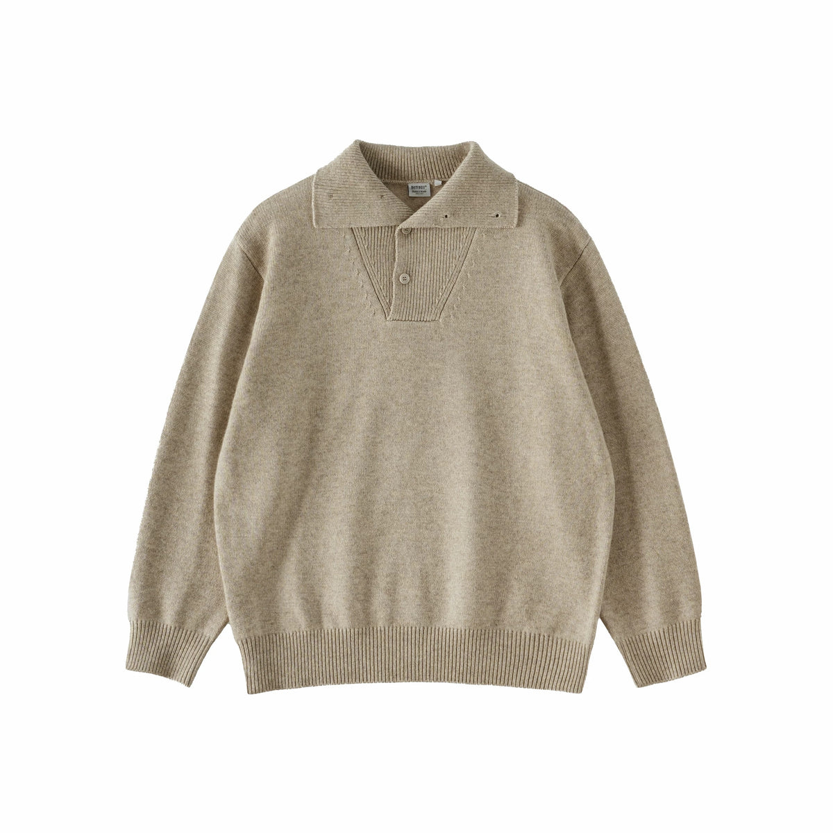 BUTTBILL Unisex 33% Lambswool Drop-Shoulder Half-Zip High-Neck Sweater075