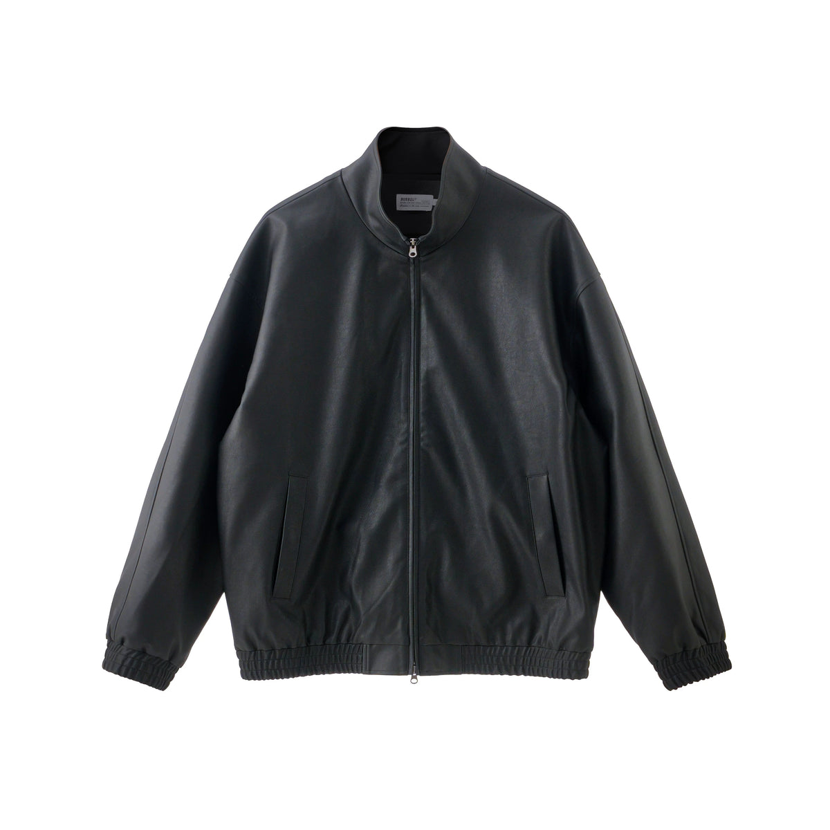 BUTTBILL SS26 Unisex Relaxed Faux Leather Stand Collar Jacket047