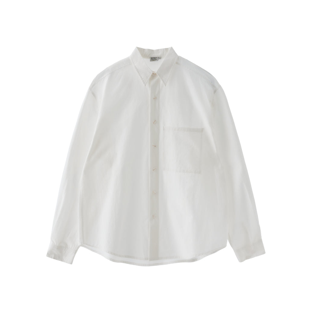 BUTTBILL SS26 Long-Staple Cotton Textured Overshirt with Square Patch Pockets