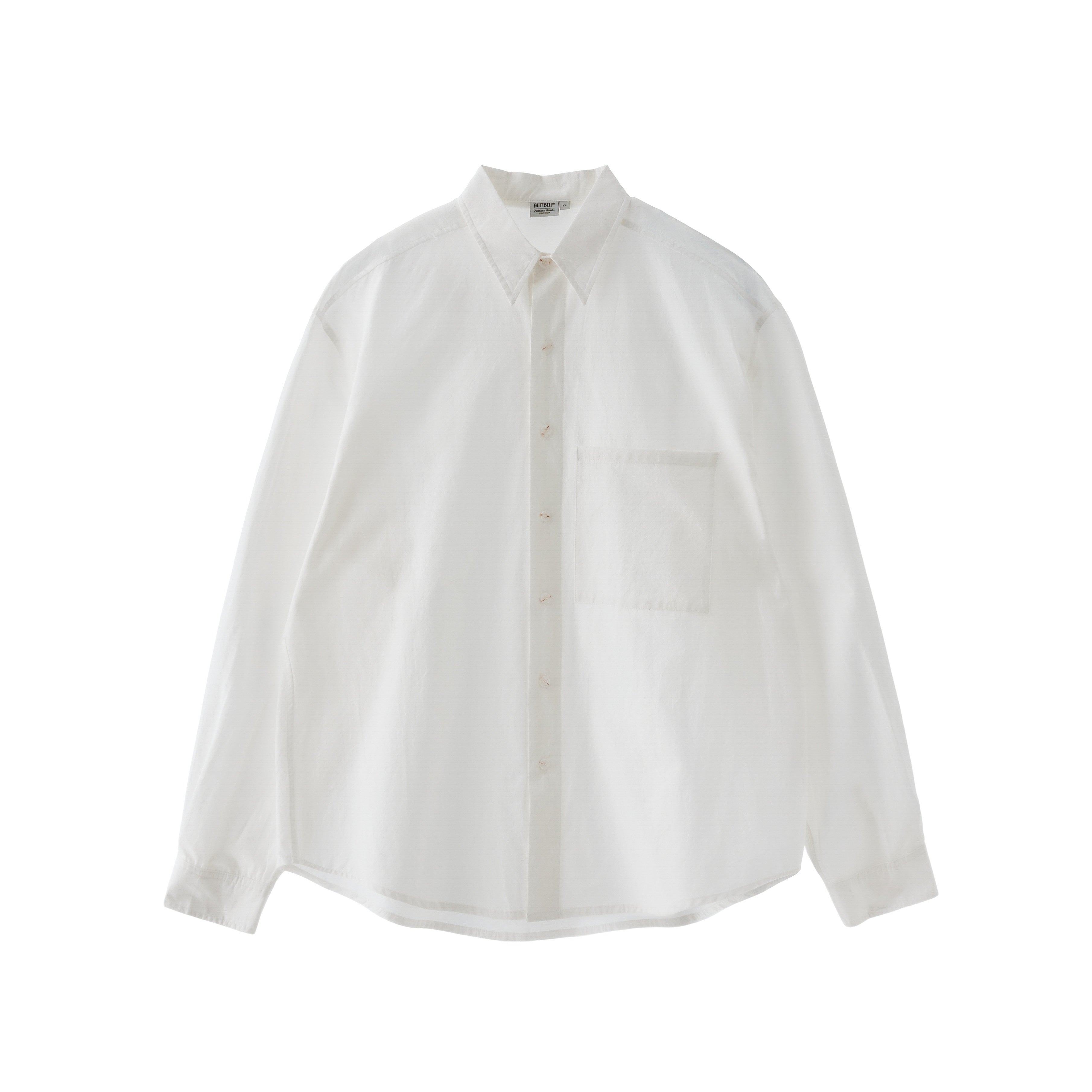 BUTTBILL SS26 Long-Staple Cotton Textured Overshirt with Square Patch Pockets