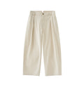 BUTTBILL Men's Enzyme-Washed Cotton Twill Pleated Straight Trousers059