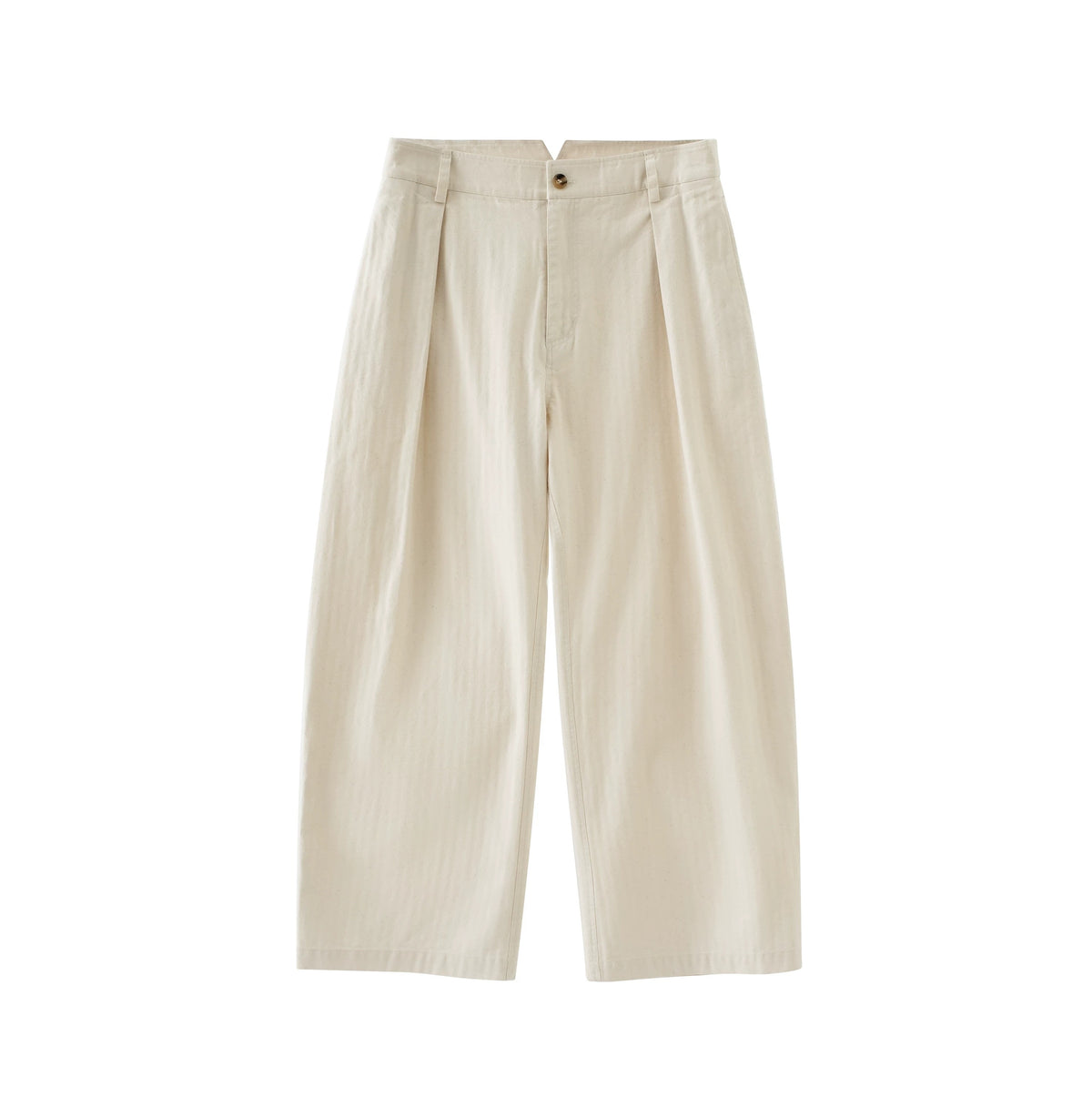 BUTTBILL Men's Enzyme-Washed Cotton Twill Pleated Straight Trousers059