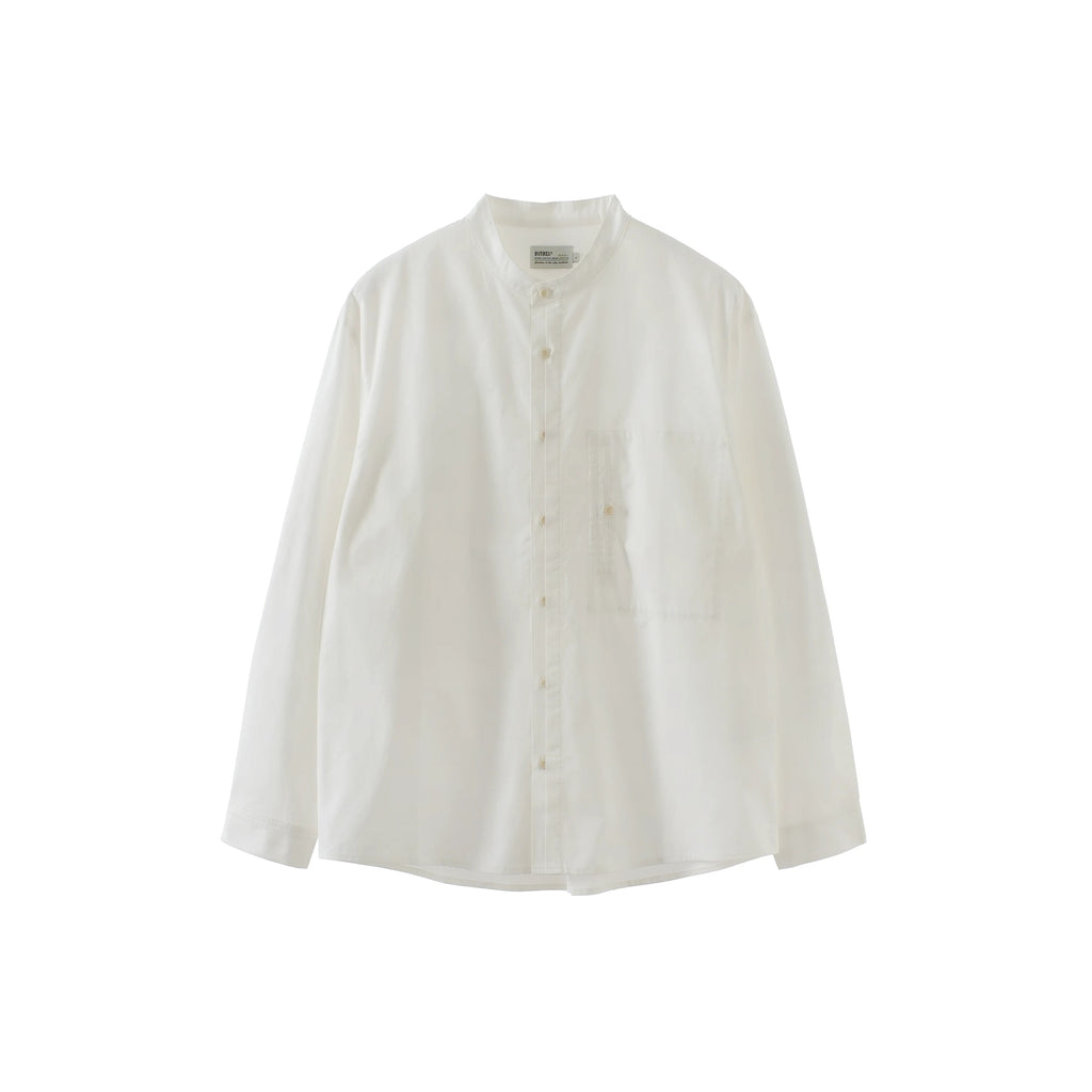 BUTTBILL Unisex Band Collar Relaxed Long-Sleeve Overshirt103