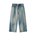 BUTTBILL Unisex Vintage Washed Raw Denim Relaxed Jeans077