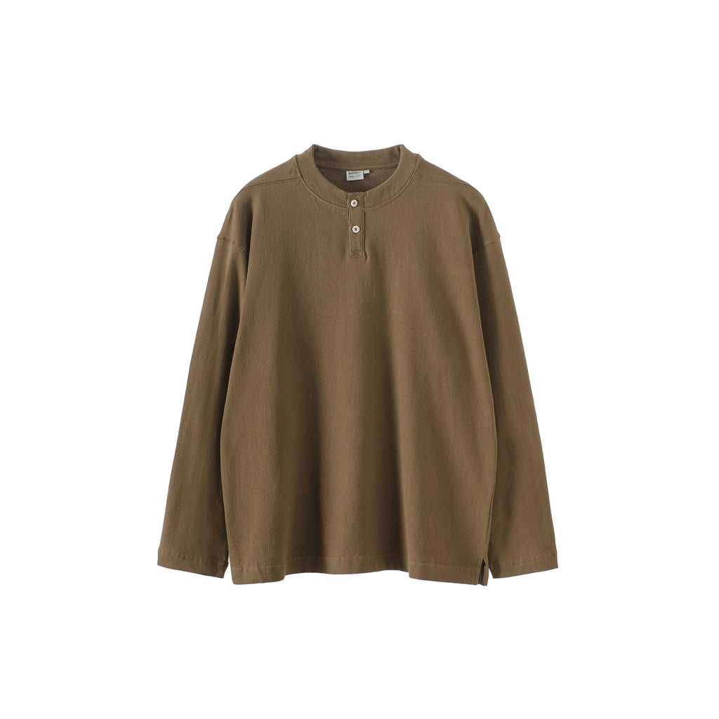 BUTTBILL Unisex Minimalist Long-Sleeve Henley Tee112