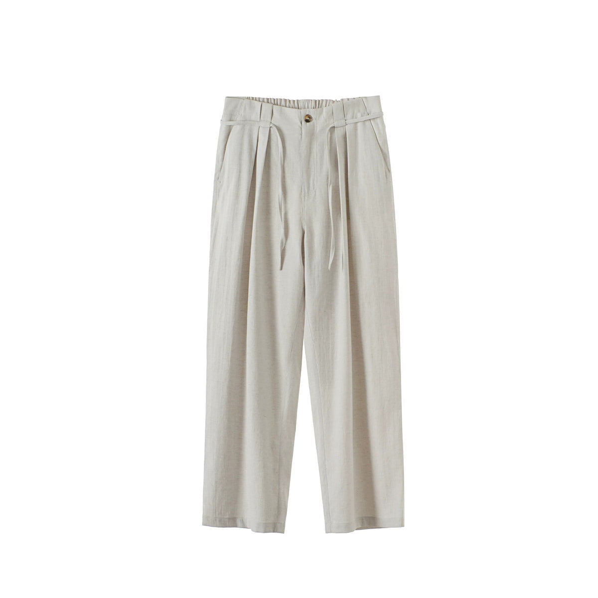 BUTTBILL Unisex 20% Sorona® Cotton-Linen Double-Pleated Extended-Waist Trousers116