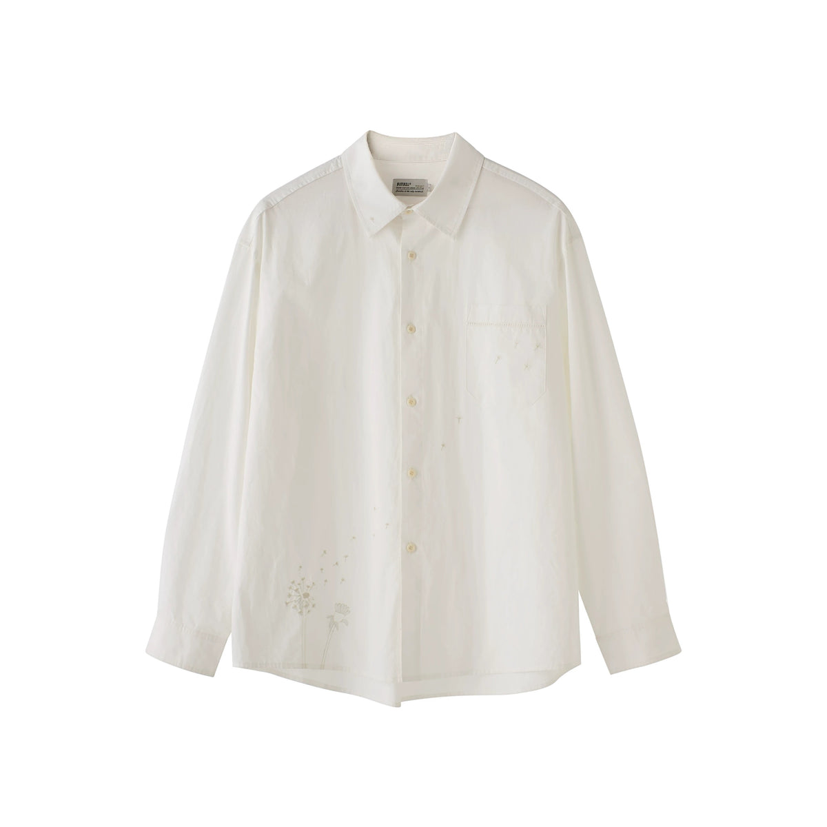BUTTBILL Unisex Dandelion-Embroidered 100% Cotton Relaxed Overshirt089