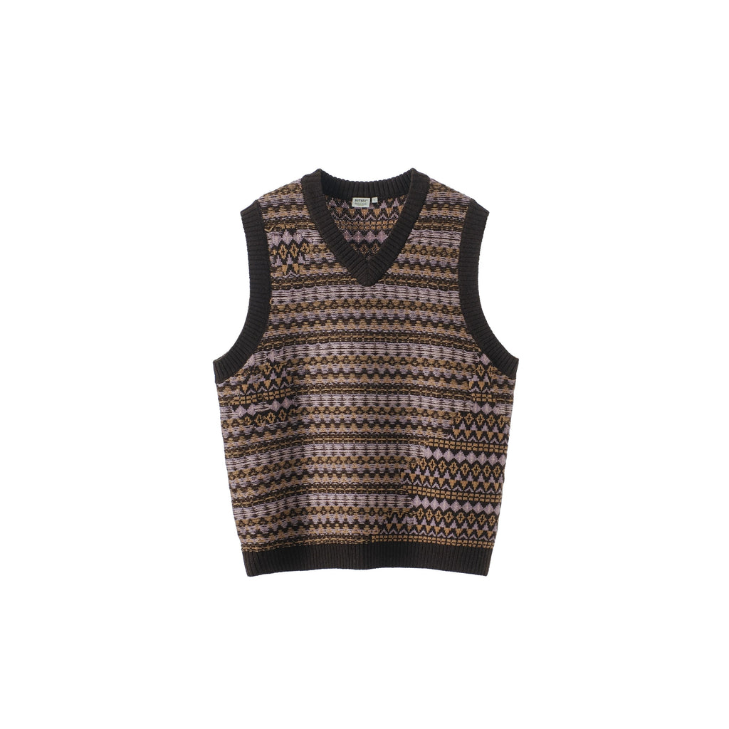 BUTTBILL Men's Relaxed Fair Isle Lambswool V-Neck Sweater Vest092