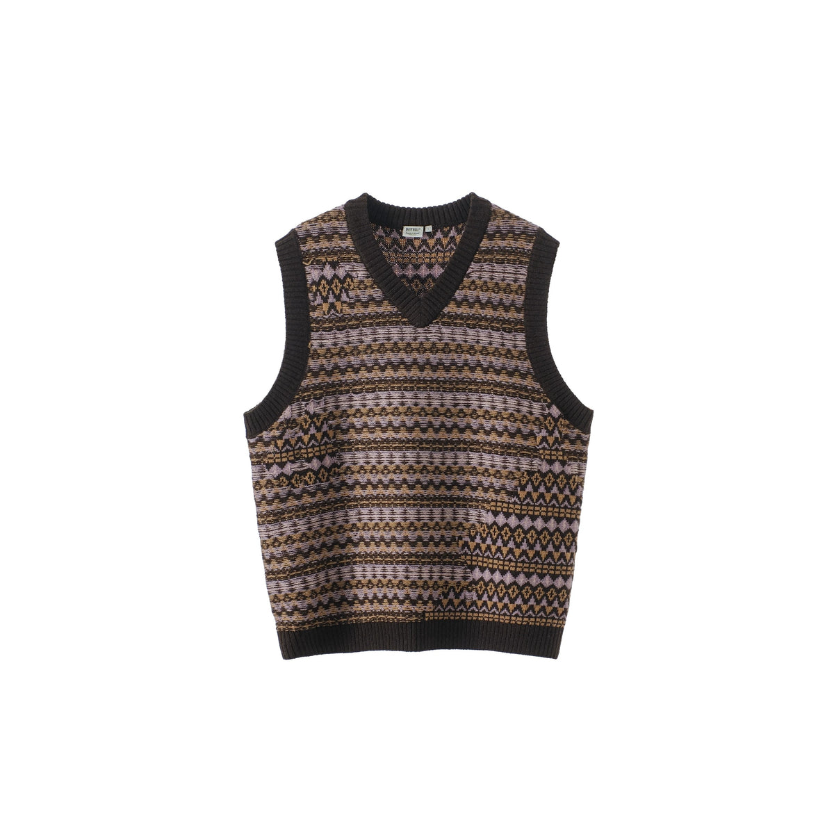 BUTTBILL Men's Relaxed Fair Isle Lambswool V-Neck Sweater Vest092