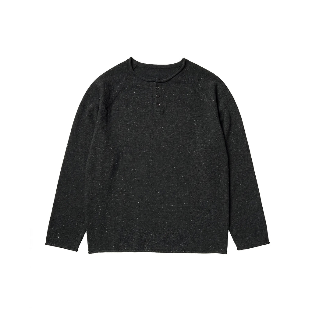 BUTTBILL 17.5-Micron 100% Merino Wool Henley Knit Sweater – Relaxed Fit Lightweight Long Sleeve Pullover#120