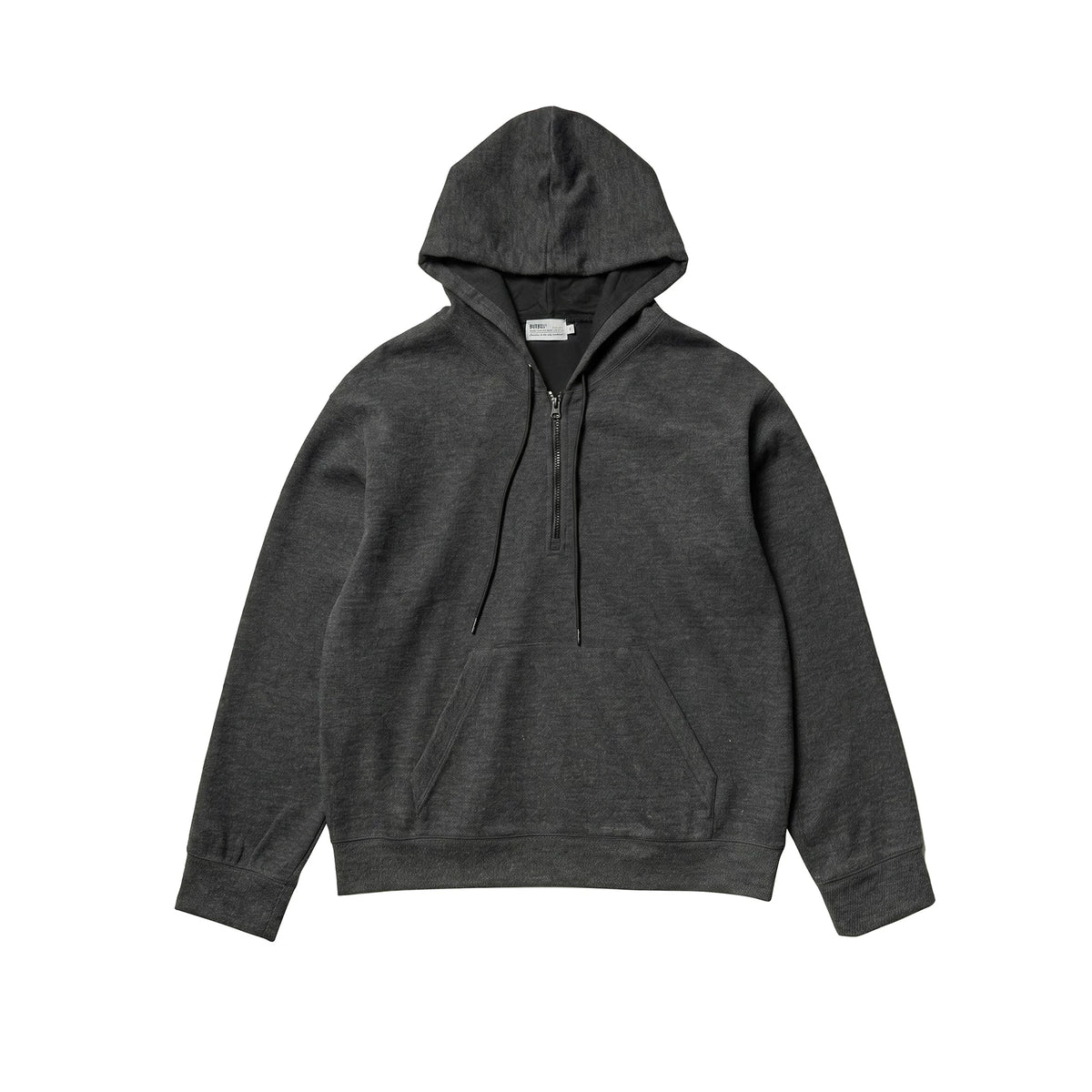 BUTTBILL Vintage Textured Twill Half-Zip Hoodie – Relaxed Fit Hooded Sweatshirt with Soft Brushed Interior#134