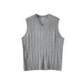 BUTTBILL Relaxed Cable-Knit V-Neck Lambswool-Blend Sweater Vest073