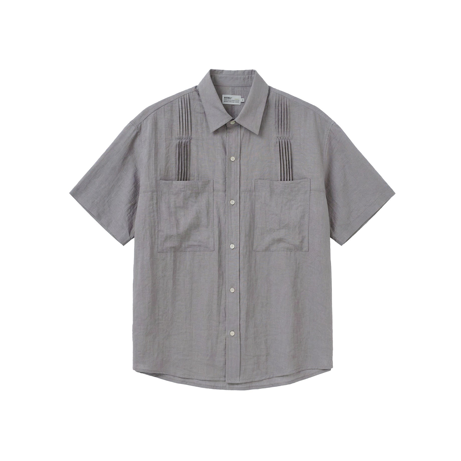 BUTTBILL SS26 Linen-Blend Box-Pleated Short-Sleeve Shirt with Pocket