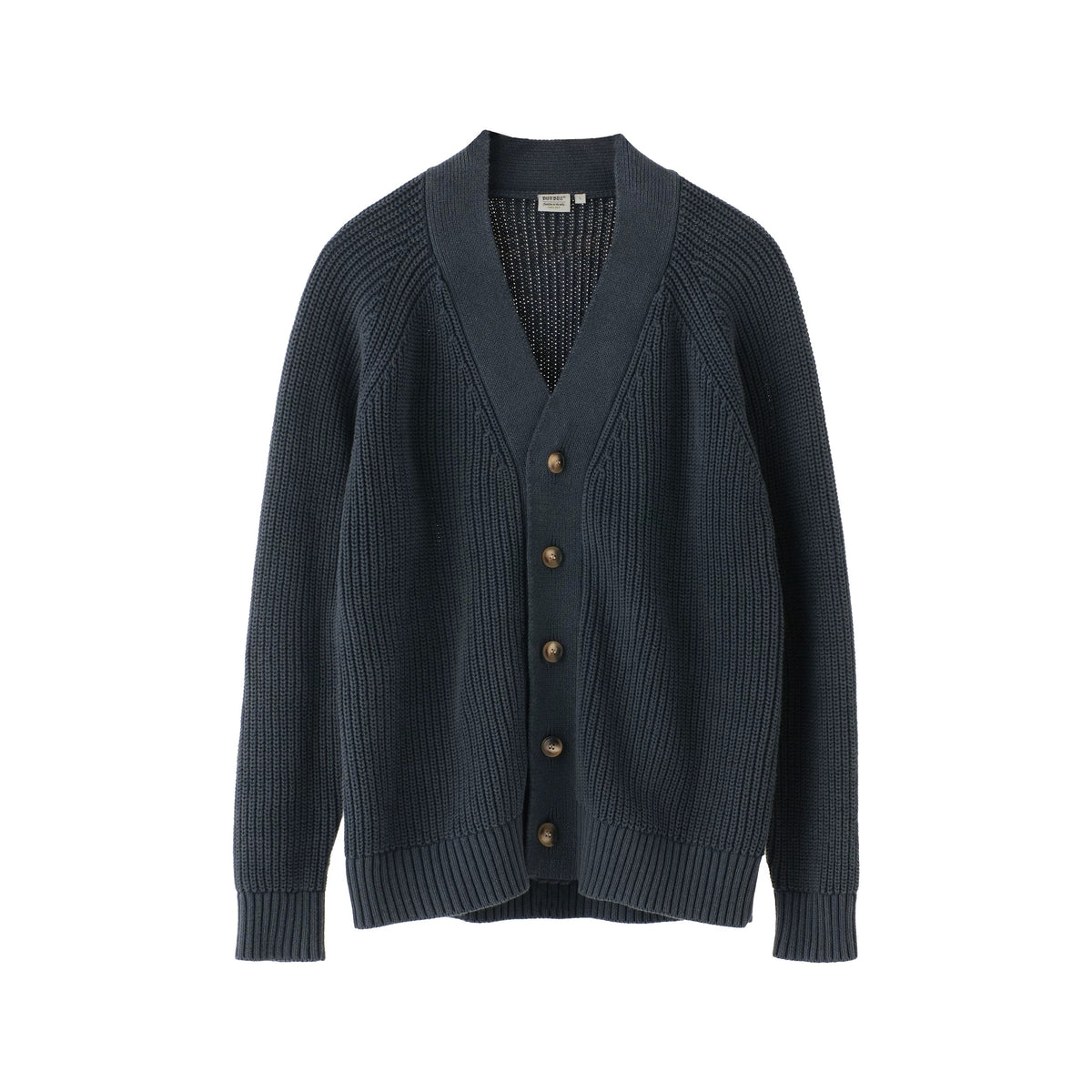 BUTTBILL Men's Stonewashed 32s Cotton V-Neck Cardigan Jacket091