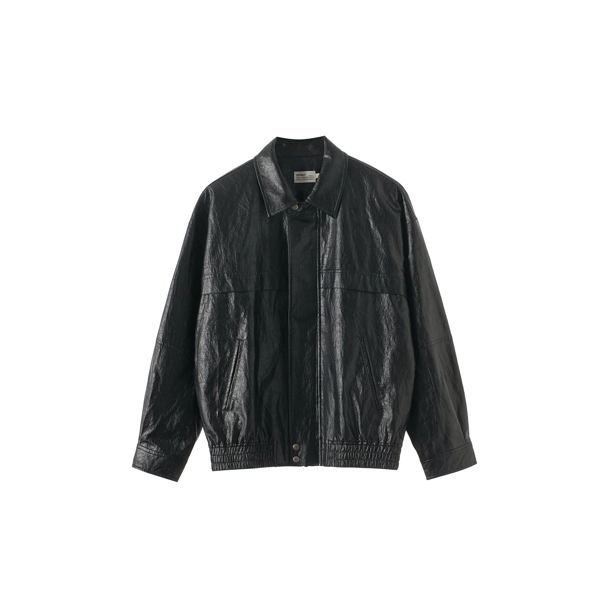 BUTTBILL Unisex Distressed Paper-Touch Faux Leather Jacket108