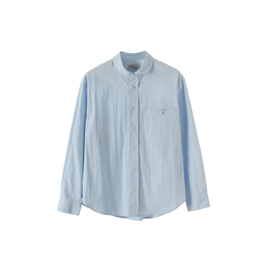 BUTTBILL Minimalist Cotton-Nylon Shawl Collar Long-Sleeve Overshirt116