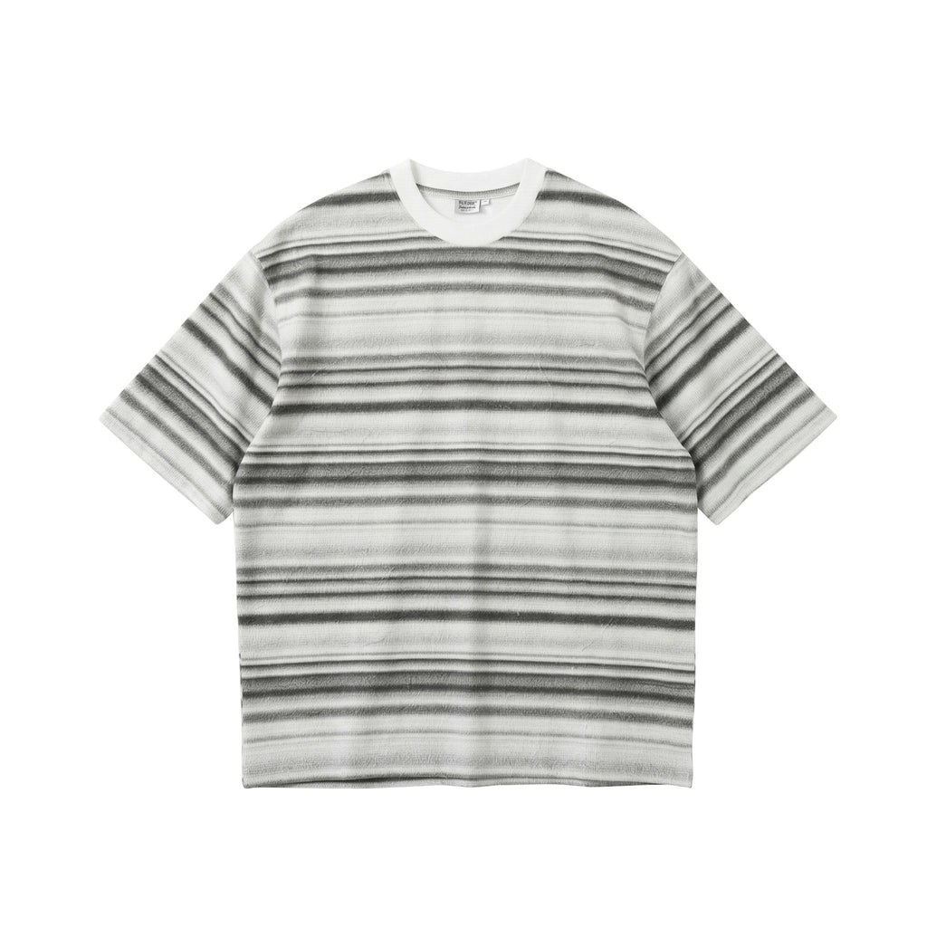 BUTTBILL Poly-Cotton Ombre Striped Drop-Shoulder T-Shirt
