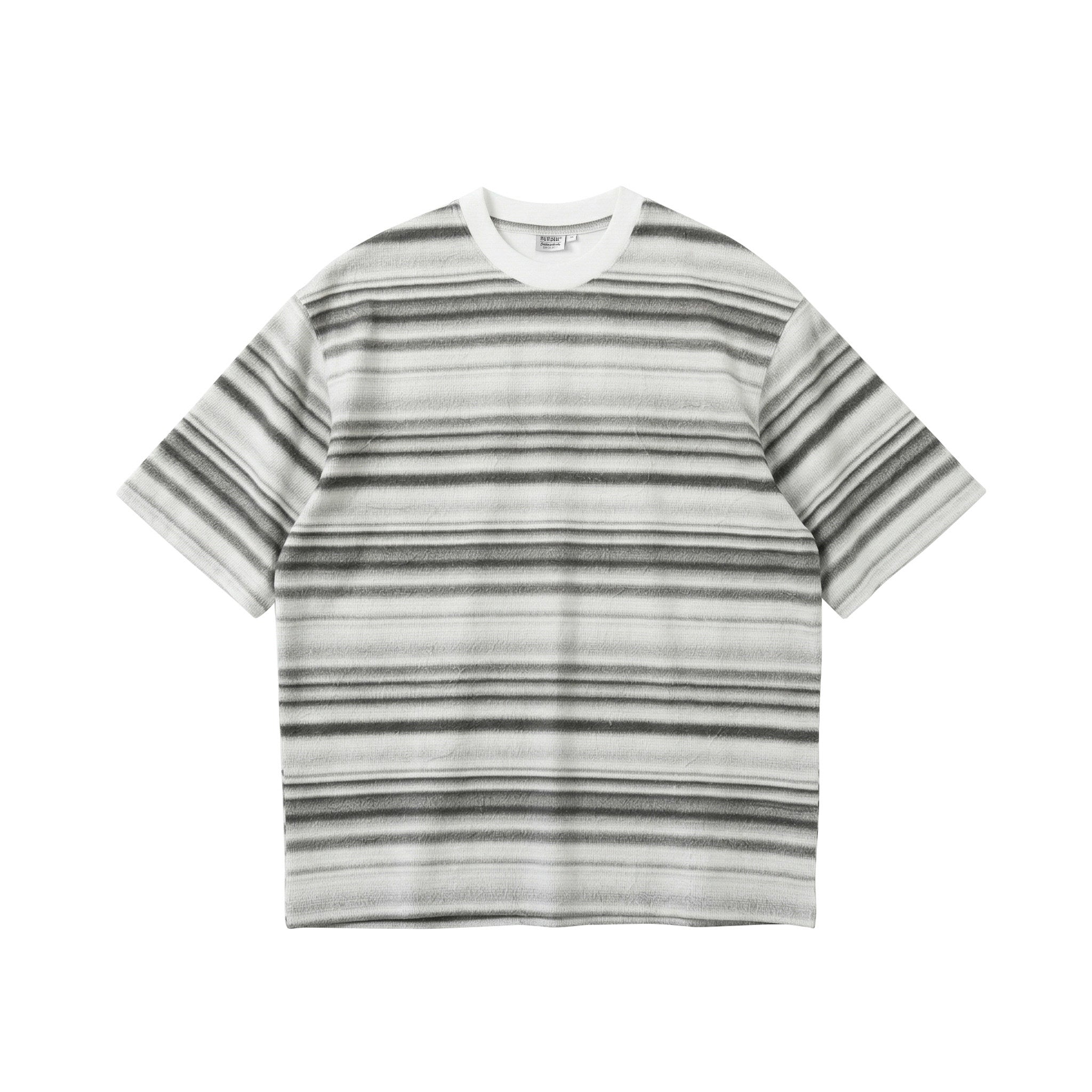 BUTTBILL Poly-Cotton Ombre Striped Drop-Shoulder T-Shirt