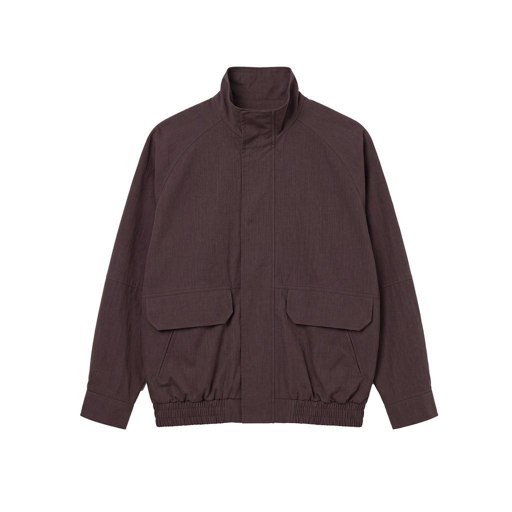 BUTTBILL Vintage Slub Cotton Stand Collar Multi-Pocket Jacket with Two-Way Zip022