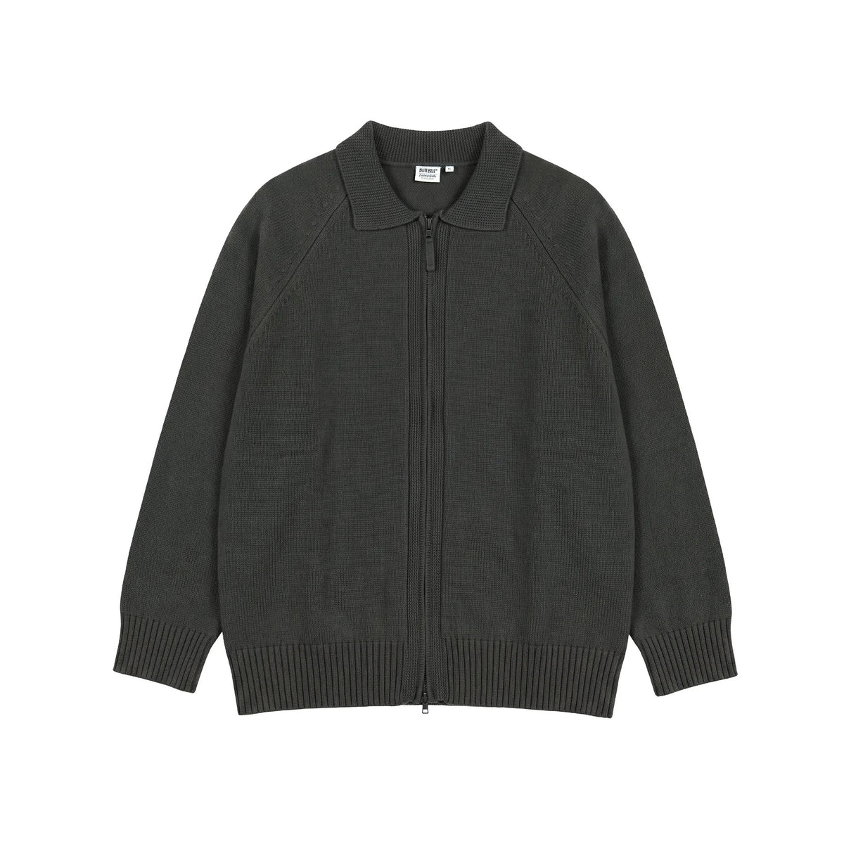 BUTTBILL Vintage Wool-Blend Raglan Collared Two-Way Zip Cardigan042