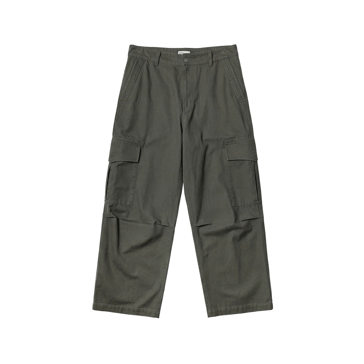 BUTTBILL Vintage Enzyme-Washed Cotton Cargo Pants – Relaxed Straight-Leg Multi-Pocket Workwear Trousers#124