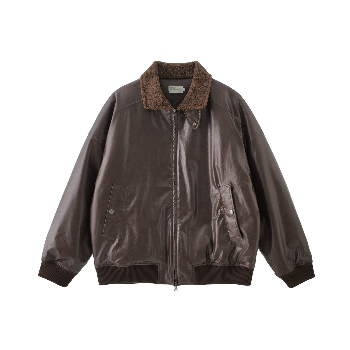 BUTTBILL Vintage Distressed Faux Leather Jacket | 3M Thinsulate Insulated Faux Shearling Collar Coat#053