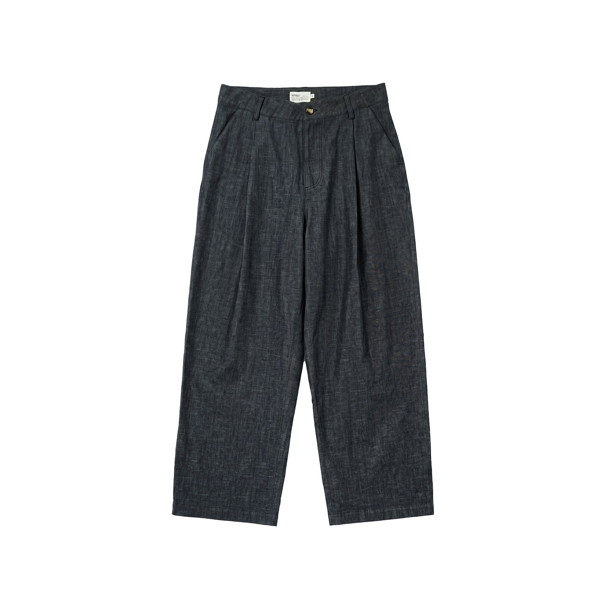BUTTBILL Unisex Cotton-Linen-Lyocell Blend Single-Pleated Relaxed Trousers