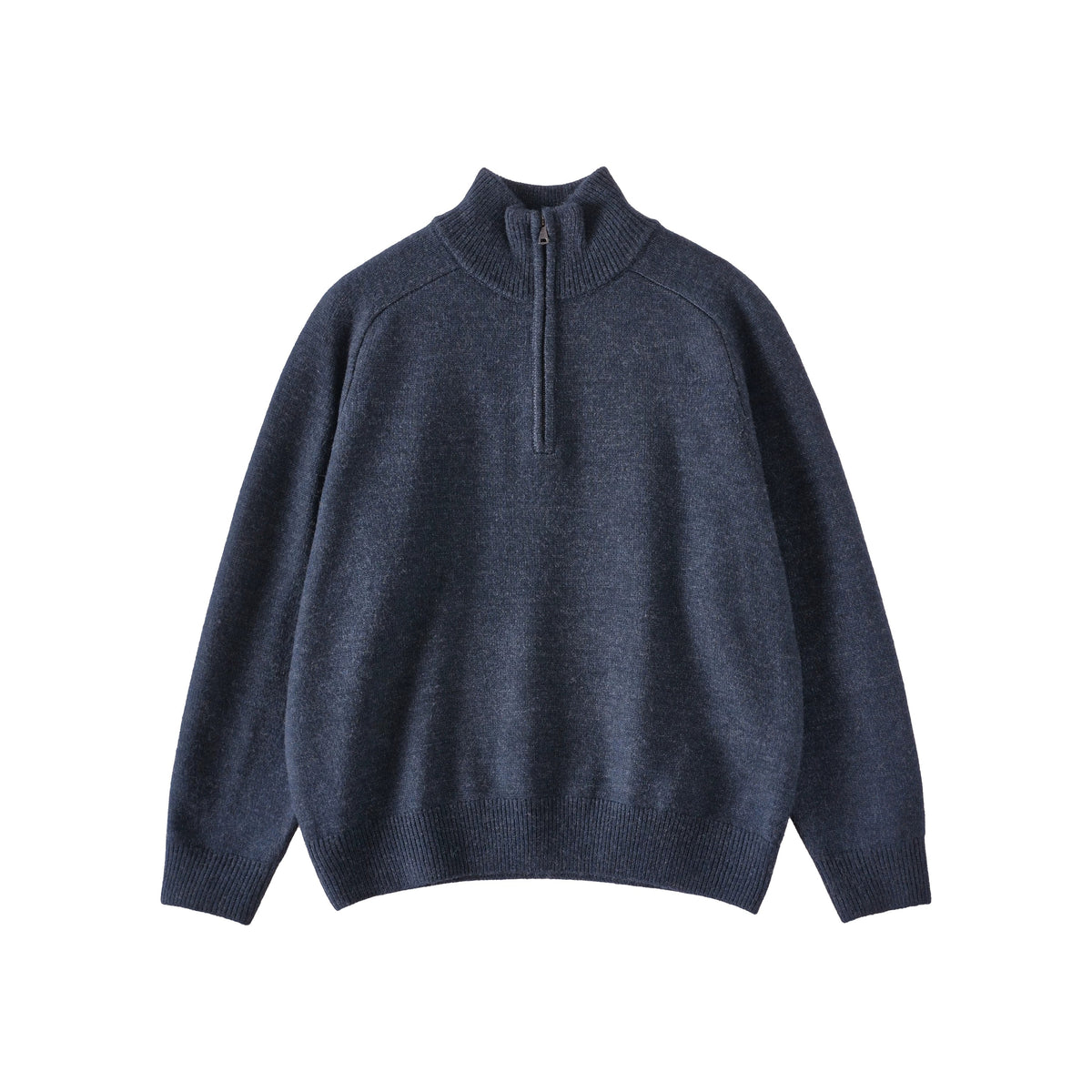 BUTTBILL 9% Wool Blend Half Zip Sweater – Vintage High Neck Pullover, Relaxed Fit Raglan Sleeve Knitwear for Men & Women#083