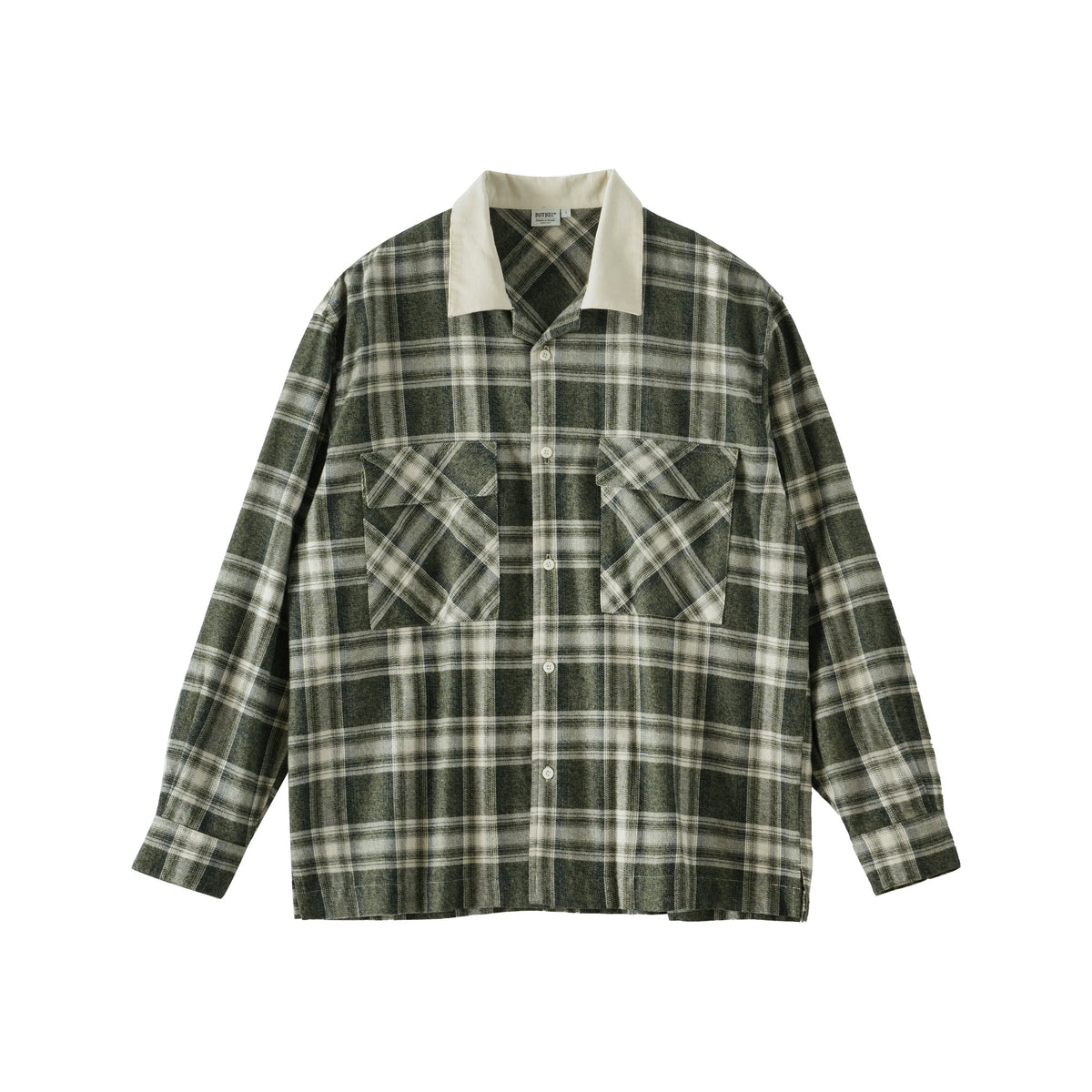 BUTTBILL Vintage Plaid Shirt – Cotton Checkered Shirt with Corduroy Collar & Relaxed Fit#079