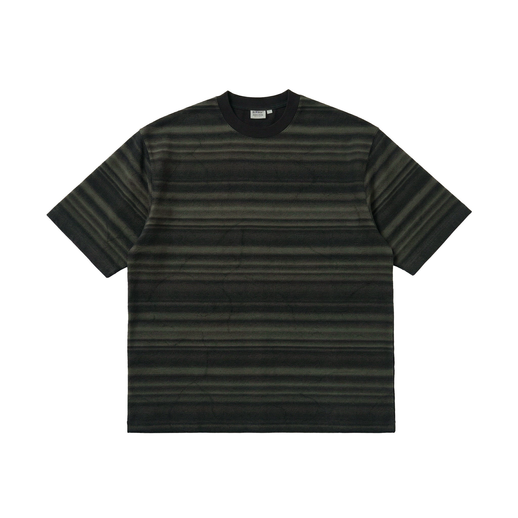 BUTTBILL Poly-Cotton Ombre Striped Drop-Shoulder T-Shirt