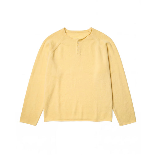 BUTTBILL 17.5-Micron 100% Merino Wool Henley Knit Sweater – Relaxed Fit Lightweight Long Sleeve Pullover#120