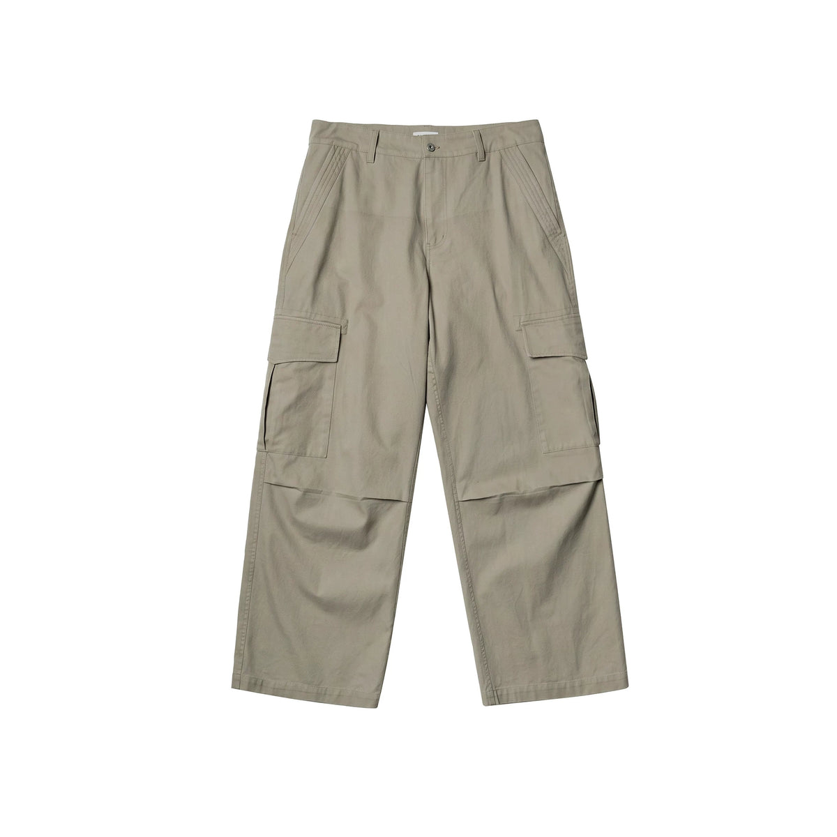BUTTBILL Vintage Enzyme-Washed Cotton Cargo Pants – Relaxed Straight-Leg Multi-Pocket Workwear Trousers#124