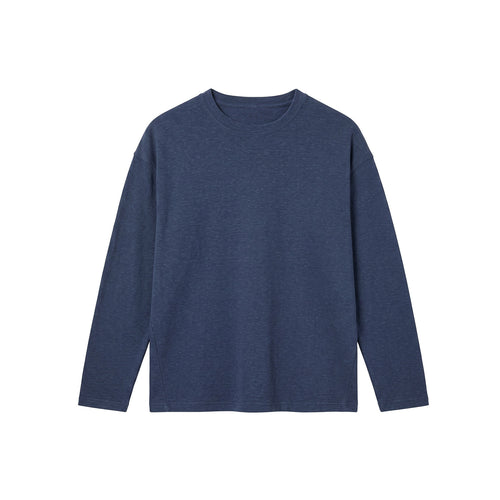 BUTTBILL Unisex Relaxed Hemp Crewneck Long-Sleeve Staple Tee030