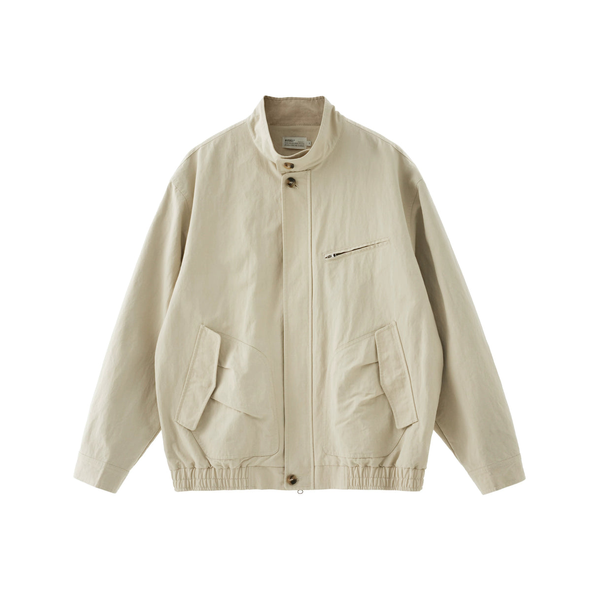 BUTTBILL Vintage Washed Stand Collar Moto Jacket | Relaxed Fit Cotton Nylon Short Jacket#048
